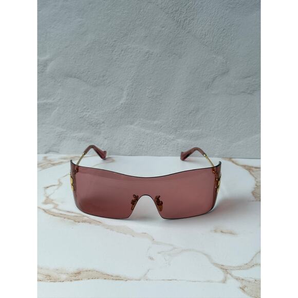 NEW Miu Miu MU B53 Mask Sunglasses in Gold Red $632 main image 6
